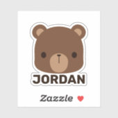 Sticker Petit ours Brown mignon avec nom personnalisé (Feuille)