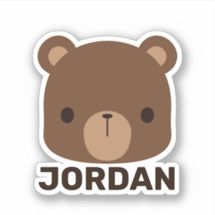 Sticker Petit ours Brown mignon avec nom personnalisé