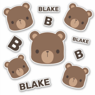 Sticker Petit ours Brown mignon avec nom personnalisé