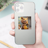 Sticker Petit ours mangeant du miel (Téléphone)