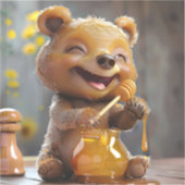 Sticker Petit ours mangeant du miel (Recto)