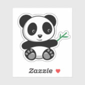 Sticker Petit Panda mignonne avec bâton en bambou (Feuille)