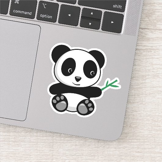 Sticker Petit Panda mignonne avec bâton en bambou (Détail)
