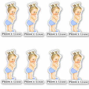 Sticker Petit Prince Baby Boy Light Blue Gold Crown