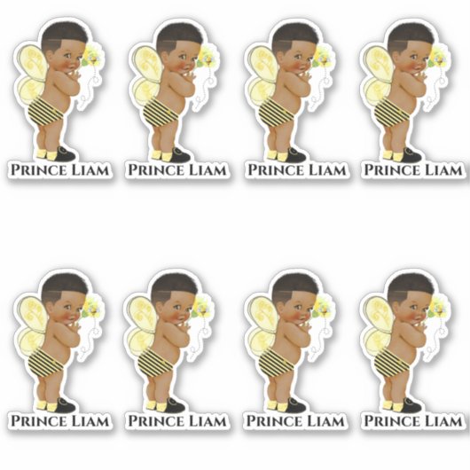 Sticker Petit Prince Bébé Garçon Abeille Noir Jaune (Devant)