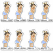 Sticker Petit Prince Bébé Garçon Bleu Or Couronne ethnique (Devant)
