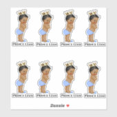 Sticker Petit Prince Bébé Garçon Bleu Or Couronne ethnique (Feuille)