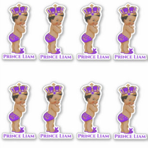 Sticker Petit Prince Bébé Garçon Purple Gold Couronne