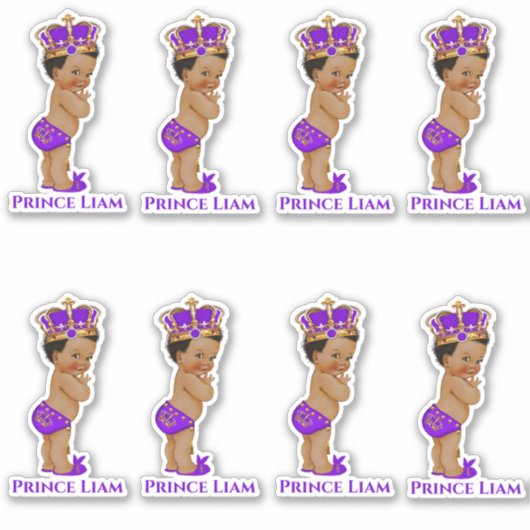 Sticker Petit Prince Bébé Garçon Purple Gold Couronne (Devant)