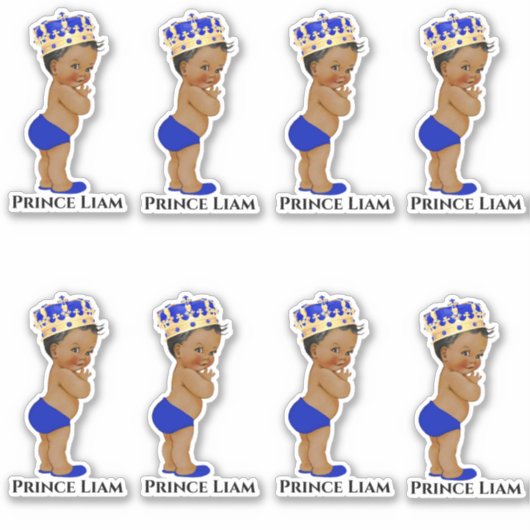 Sticker Petit Prince Bébé Garçon Royal Blue Gold Couronne (Devant)