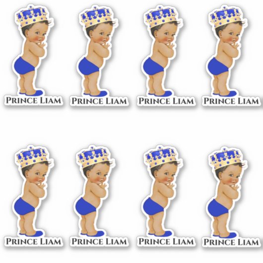 Sticker Petit Prince Bébé Garçon Royal Blue Gold Couronne (Devant)