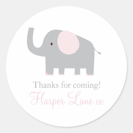 Sticker petit rose et gris éléphant Étiquettes (Devant)