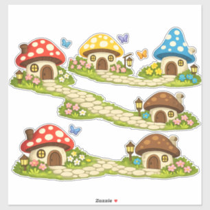 Sticker Petit village de champignons