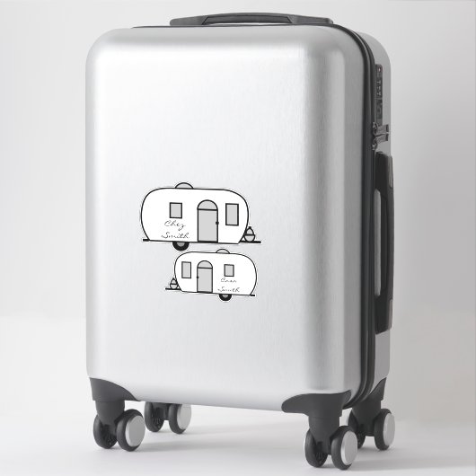 Sticker Petite caravane Gitane arrondie customisée (Sur valise)