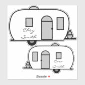 Sticker Petite caravane Gitane arrondie customisée (Feuille)