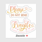 Sticker Petite entreprise Cute Rose Fragile Livraison (Feuille)