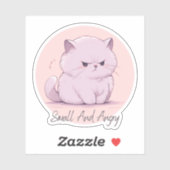 Sticker Petite et en colère - Conception chatte mignonne (Feuille)