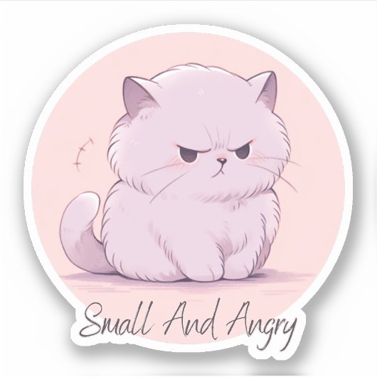 Sticker Petite et en colère - Conception chatte mignonne (Devant)