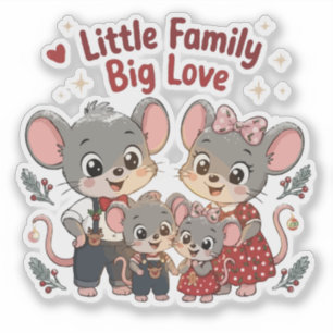 Sticker Petite Famille Grand Amour Souris Mignonne