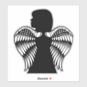 Sticker Petite fille Angel Enfant Silhouette art minimal (Feuille)