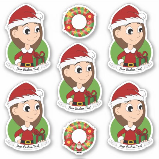 Sticker Petite fille avec cheveux brun long vacances dessi (Devant)