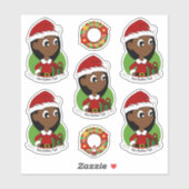 Sticker Petite fille avec cheveux noirs longs vacances des (Feuille)