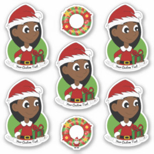 Sticker Petite fille avec cheveux noirs longs vacances des