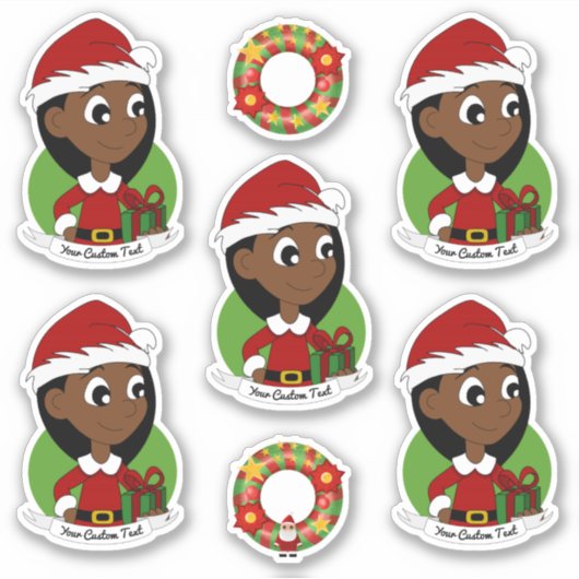 Sticker Petite fille avec cheveux noirs longs vacances des (Devant)