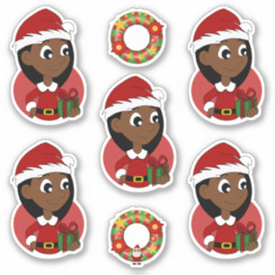 Sticker Petite fille avec cheveux noirs longs vacances des