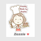 Sticker Petite Fille Chef (Feuille)