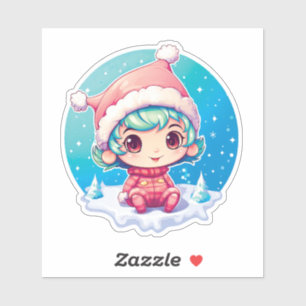 Sticker Petite fille Elf Xmas Magie