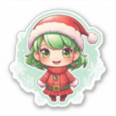 Sticker Petite fille Elf Xmas Magie (Devant)