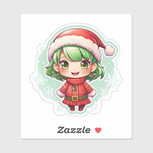 Sticker Petite fille Elf Xmas Magie (Feuille)