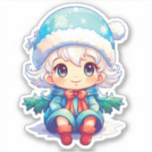 Sticker Petite fille Elf Xmas Magie (Devant)