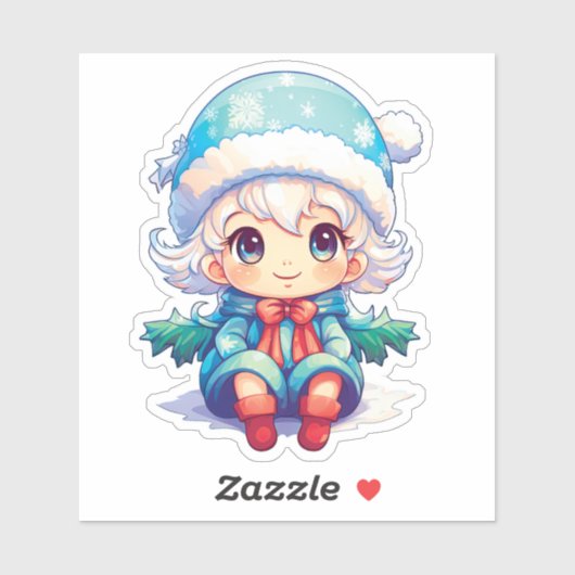 Sticker Petite fille Elf Xmas Magie (Feuille)