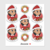 Sticker Petite fille hispanique aux cheveux noirs longs (Feuille)