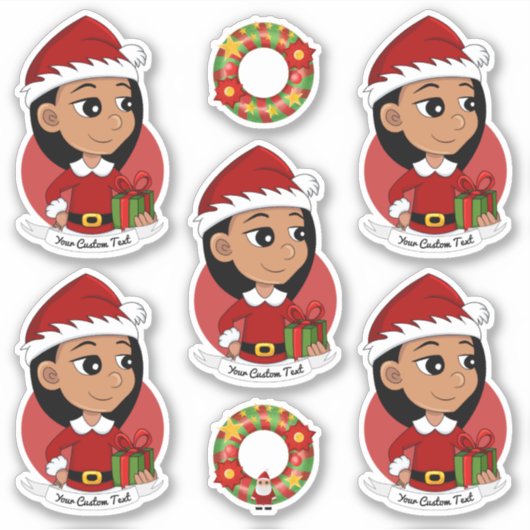 Sticker Petite fille hispanique aux cheveux noirs longs (Devant)