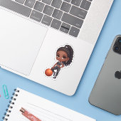 Sticker petite fille noire (Ordinateur portable avec iPhone)