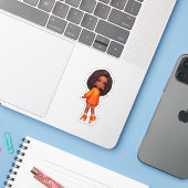 Sticker petite fille noire orange (Ordinateur portable avec iPhone)