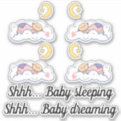 Sticker Petite fille qui dort sur un nuage (Devant)