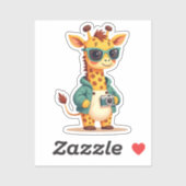 Sticker Petite Giraffe Touristique | Kawaii Adventure Art (Feuille)