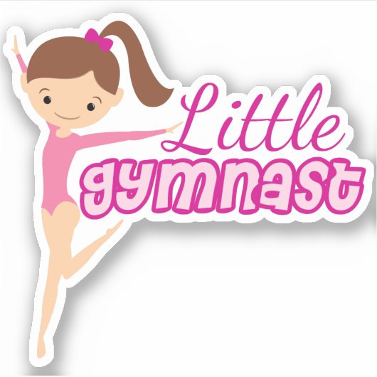 Sticker Petite Gymnaste Brunette Enfants Gymnastique Fille (Devant)