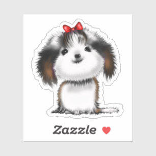Sticker Petite illustration animée de chiot Shih-tzu