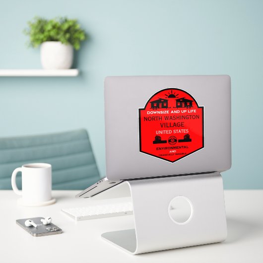 Sticker Petite Maison Communautés éditable (Ordinateur portable sur le bureau)