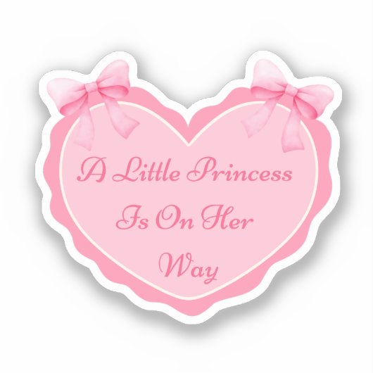 Sticker petite princesse, fille baby shower coeur rose mig (Recto)