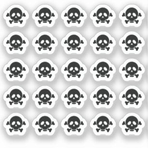 Sticker Petite silhouette de crâne et d'os croisés