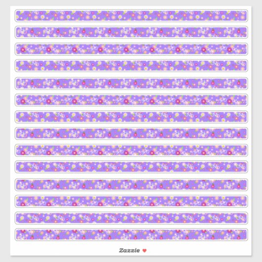 Sticker Petites Fleurs Violet Bordures Étroites (Feuille)