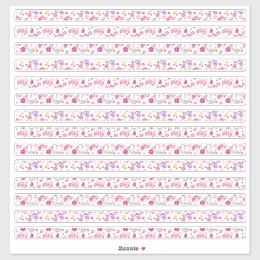 Sticker Petites frontières florales rose et blanc (Feuille)