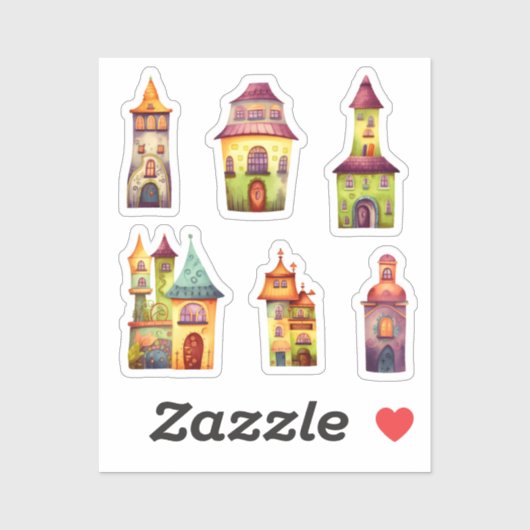 Sticker Petites maisons blanches (Feuille)