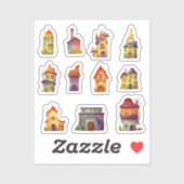 Sticker Petites maisons fantaisistes (Feuille)